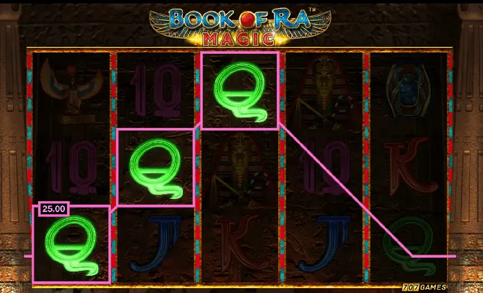 Book of Ra Magic bonus animation showing an expanding symbol covering a reel.